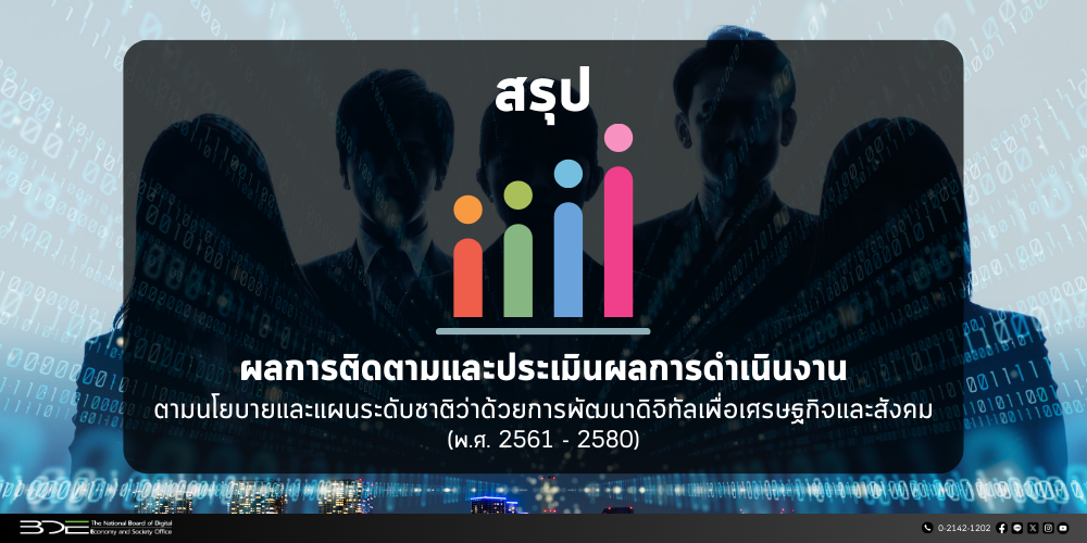 BDE เผยแพร่ผลการติดตามและประเมินผลการดำเนินงานตามนโยบายและแผนระดับชาติ ผลักดัน การขับเคลื่อนเทคโนโลยีดิจิทัลให้กับประเทศ เพื่อก้าวสู่ดิจิทัลไทยแลนด์อย่างเต็มศักยภาพ